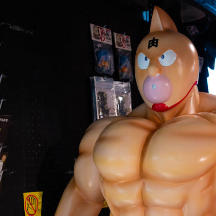 Life-sized wrestling superhero figure