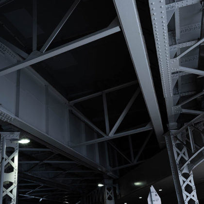 Steel frame under the overpass